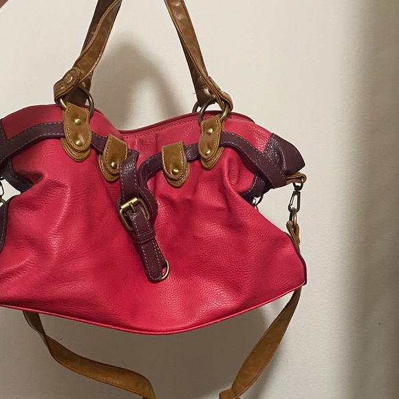 Sophie Martin Paris Stylish Pink Purple and Brown Women's Bag - Picture 2 of 12